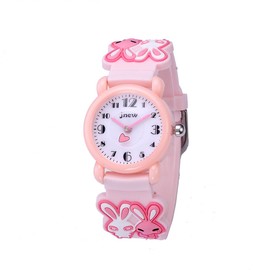KZKR Kids Analog Watches Children Sports Waterproof 3D Cute Cartoon Toy Watch Teaching Wrist Watches Gift for Girls - Pink Rabbit
