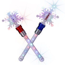 Fleeting Time Light Up Wand-Spinning Snowflake Wands,Magic Wand Rotating Toy,Magic Princess Sensory Toys,Christmas & Birthday Gift(Red+Blue)