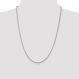 The Black Bow 2mm Sterling Silver D/C Solid Square Franco Chain Necklace, 24 Inch