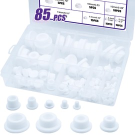85PCS Silicone Stoppers White Hole Plugs Assortment Kit Rubber Plugs for Round Holes, Flexible Rubber Stoppers Waterproof Tube Plugs T-Type, Used for Sealing Plugs Bathtub Jet Covers