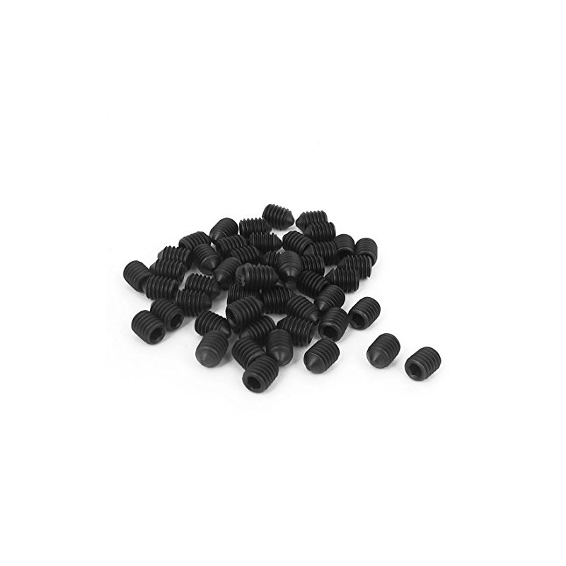uxcell M6x8mm Hex Socket Set Cone Point Grub Screws 50pcs