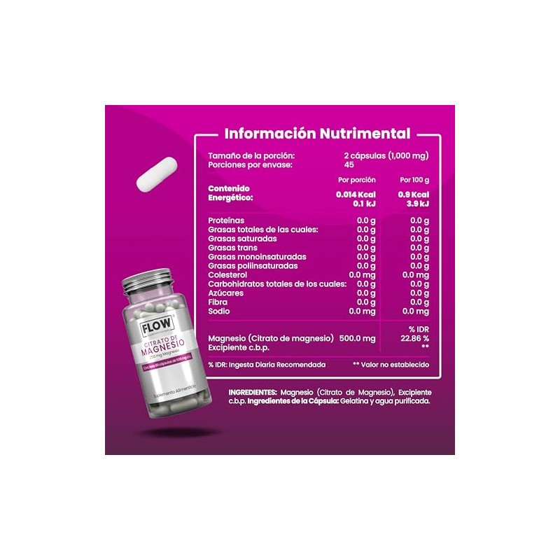 Citrato de Magnesio 1000 Mg - Cápsulas - Apoyo al