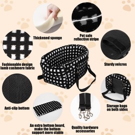 Homsunyi Center Console Dog Car Seat,Dog Console Car Seat 15 Lbs Large，Pet Car Seat Center Console with Lamb's Wool and Double Protection Seat Belts