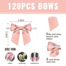 RainbowPana - Paquete de 120 lazos de lazo de lujo, lazo de satén de 2.5 pulgadas, lazos preatados, decoración de manualidades prehecha para paquetes, cestas de pop, regalos de galletas, dulces para envolver regalos, baby shower, boda