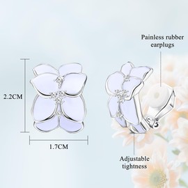 JeryWe Flower Clip on Earrings for Women Colorful Statement Petal Clip Earring for Non Pierced Fake Earrings White Pink Black Yellow