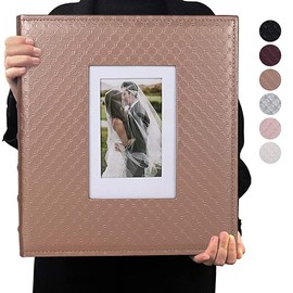 RECUTMS 4x6 Photo Album 600 Photos Large Capacity Black Inner Page Button Grain Leather Pockets Family Album Book Horizontal & Vertical Photos (Light Brown)13.6 x 13.2 x 2.2 inches