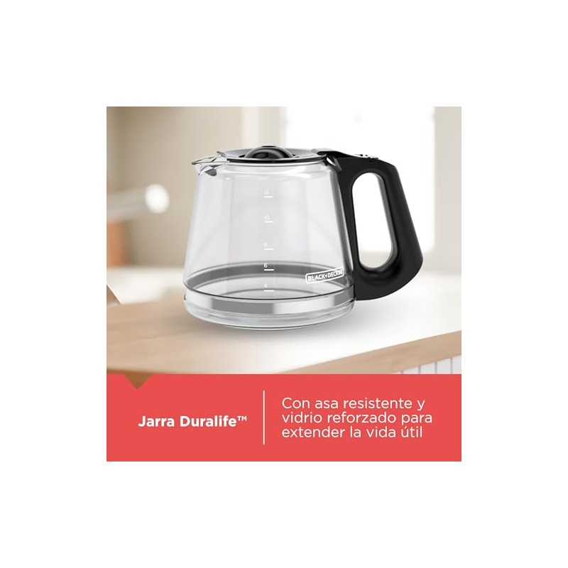 BlackDecker Cafetera Automatica con Panel Digital Programable,12 Tazas y Filtro