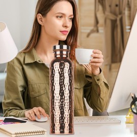 Copper Drinking Bottle | Temperature Control Water Bottle | Portable Leakproof 27Oz Cup for Gym Camping Traveling Hydration Work Outdoor Sports Daily