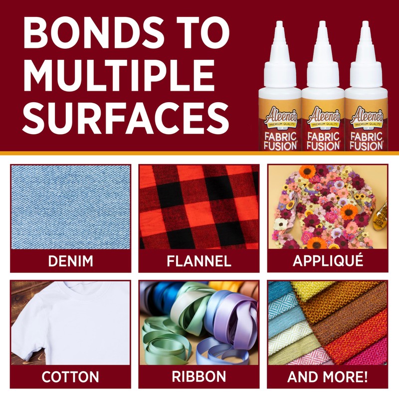 Aleene's Fabric Fusion Glue .66 oz 3-Pack, Nontoxic, Permanent and