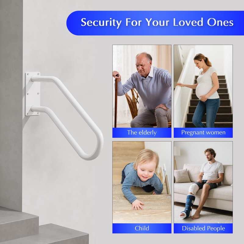 Hand Rails for Outdoor 1-2 Steps, Indoor Stairs, Bathroom, Wall
