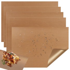 Pack of 5 Reusable Baking Paper, 30 x 40 cm, Permanent Baking Foil for Baking Trays, Fibreglass Material, Permanent Baking Mat, Teflon, Baking Film, Reusable for Baking, Cooking, Grilling, Frying and