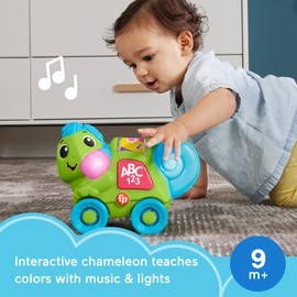 Fisher-Price Baby Learning Toy Link Squad Crawl ‘n Colors Chameleon with Music & Lights for Ages 9+ Months, UK English Version, Compatible Only with Link Squad Items, HYL21