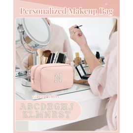 Vlando Gifts for Her Pearl Makeup Bag for Women Gifts for Travelers Skin Care Stuff Bag Birthday Gift Teen Girl Gifts Teacher Gift Makeup Pouch for Purse N, Pink, N