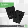 Gaiam Fitness Fingerless Gloves for Weight Training (Black/Black), Padded Palm,