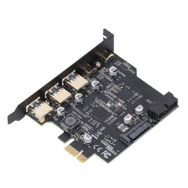 PCIe to USB 3.2 Gen 1 Card 5Gbps 3 USB Type A and 2 USB Type C PCI Express Expansion Card USB Card Adapter for Linux OS X Desktop PC, standard