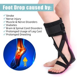 Tairibousy Medical AFO Foot Drop Brace Ankle Foot Orthosis Drop Foot Stabilizer Support for Walking with Shoe for Men and Women for Stroke, MS, Hemiplegia Foot Drop, ALS (Small-Left)