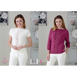 King Cole 4760 Knitting Pattern Womens Raglan Sweater and Top in King Cole Glitz DK