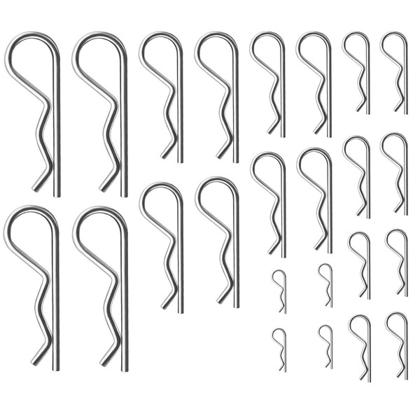 Cotter Pin Assortment Kit, R Clips Heavy Duty Zinc Plated
