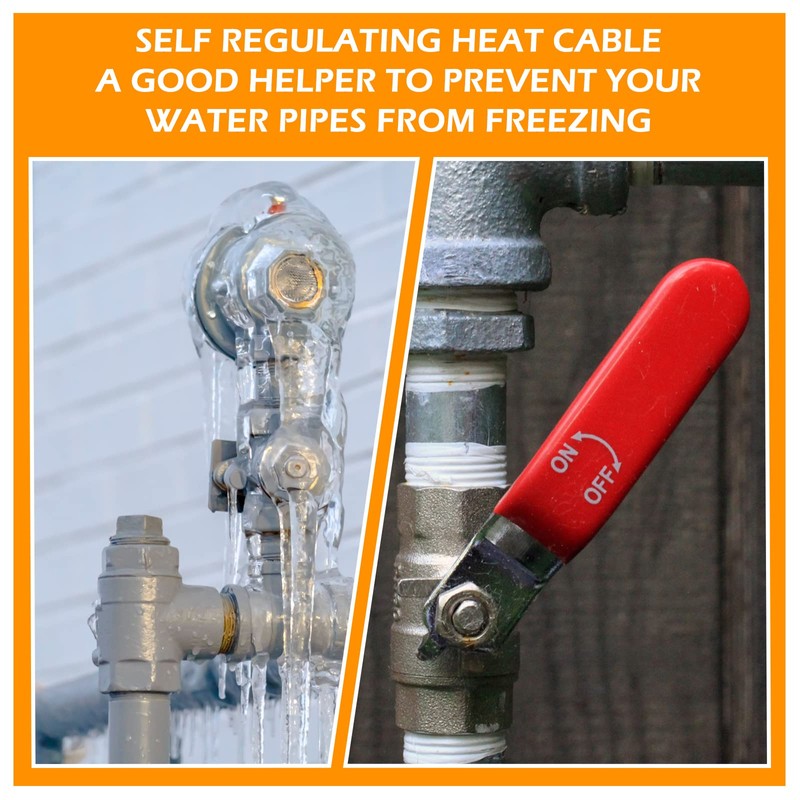 Kingdder 36 Ft (6FT~48FT) Heat Tape for Water Pipes Thermostat
