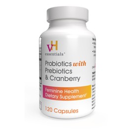 vH Essentials Probiotics for Women with Prebiotics, Cranberry & Vitamin C - 120 Capsules (60 Day Supply) -Probiotics Support Gut Balance, Health & Urinary Tract Health for Women
