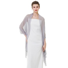 BEAUTELICATE Sheer Shawls and Wraps Crepe Textured Solid Scarf Stole for Women Wedding Evening Bride Bridesmaid Summer Spring Daily (One size, Silver Grey)