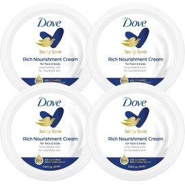 4 Pack Bundle - Dove Body Love Rich Nourishment Cream For Face And Body (4x 75ml). Long-Lasting Care For Nourished Skin.