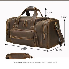 Bolsa de Viaje de Cuero Grande Bolso Duffel Bag Gimnasio Deportes Vuelo Cabaña Bolsa de Cuero Holdall Overnight Bolsa de Equipaje                     