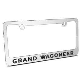 Jeep Grand Wagoneer 3D Black on Mirror Chrome Metal License Plate Frame