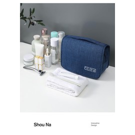 Large Capacity Toiletry Bag Travel Bag with Hanging Hook for Men and Women Waterproof Travel Cosmetic Bag Bathroom Storage Bag for Brushes Set, Full-Sized Shampoo, Toiletries, (Blue)