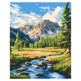 Paint by Numbers Yellowstone, National Park Landscape Paint by Number for Adult Beginner on Canvas, Mountain Lake Trees Acrylic Oil Painting, Nature Artwork Home Wall Decor(16x20inch, No Frame)