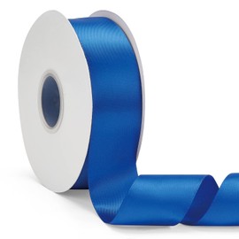 Cinta de satén de doble cara azul real de 1-1/2 pulgadas x 50 yardas, cinta de color sólido de alta densidad, ideal para manualidades, envoltura de regalos, costura, boda y decoración de Navidad (1-1/2 pulgadas x 50 yardas, azul real)