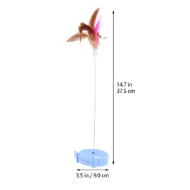 BinPhorm Adjustable Cat Collar with Feather and Bell,2 PCS Interactive Teasing Wand Toy Durable Cat Stick for Self Playing Fun Feather Wand Perfect for Bonding Exercise(Pink & Blue)