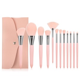Set profesional de 12 piezas brochas para maquillaje (Coral Pink)                                                                                     