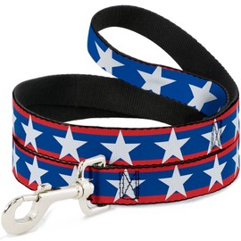 Buckle-Down Dog Leash Stars Stripes Red Blue White 4 Feet Long 0.5 Inch Wide