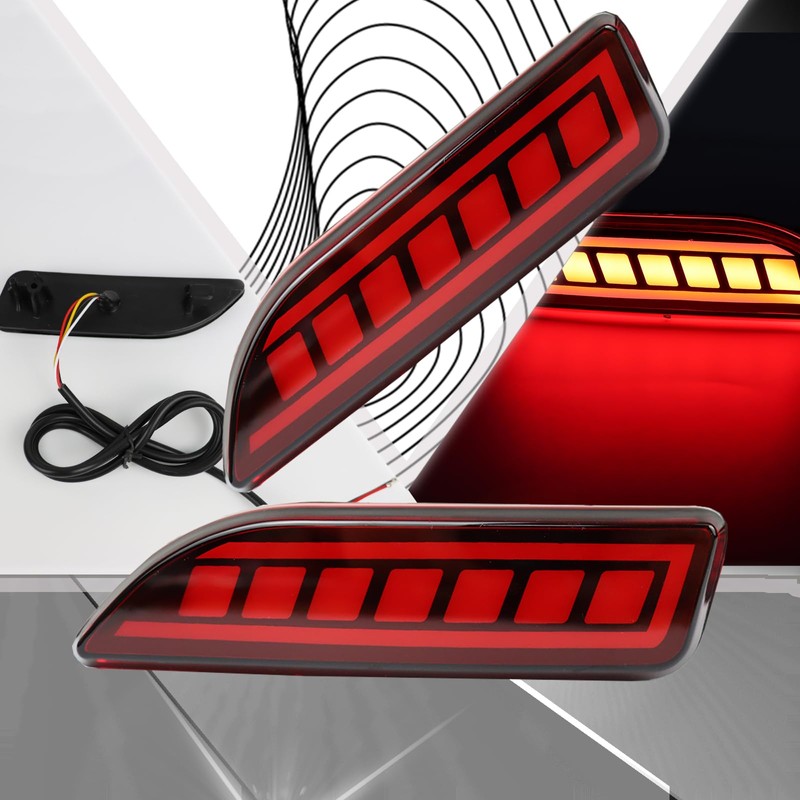 PGTOPONE Upgrade LED Rear Bumper Reflectors Light Fog Brake Tail