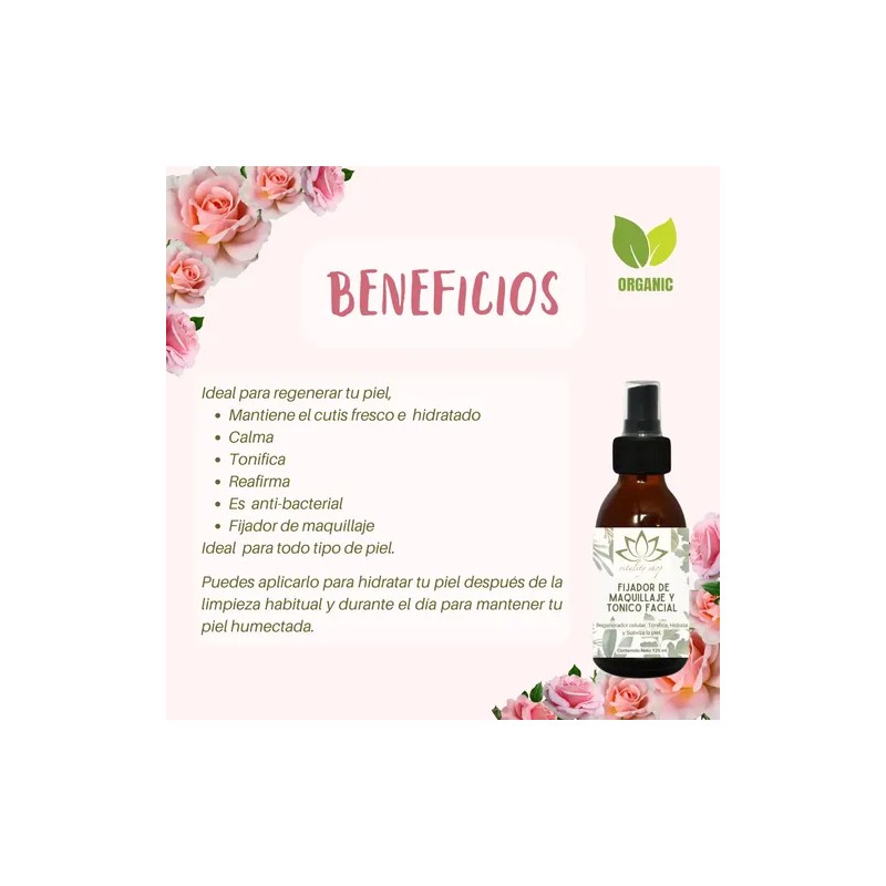 Fijador D Maquillaje Orgánico Y Tónico Facial Colágeno 125ml
