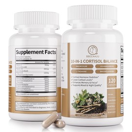 2 Pack Cortisol Supplements for Women & Men - 10-in-1 Cortisol Reducer Manager Detox with Ashwagandha, Magnesium - Lower High Cortisol Levels, Relaxation & Night Support, Non-GMO, 120 Capsules