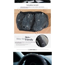 Bling Rhinestone Car Steering Wheel Cover, Universal 38 cm/15 Inch Steering Wheel Cover, Glitter for Women, Diamond Car Steering Wheel Cover, Non-Slip Steering Wheel Protection, Car Accessories,