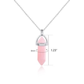 KISSPAT 3PCS Healing Crystals Necklace, Bullet Quartz Stone Pointed Hexagonal Pendants Necklace Real Crystal Necklaces for Women