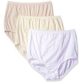 Vanity Fair Women's 3 Pack Perfectly Yours Tailored Cotton Brief Panty 15315, Star White/Candleglow/Fawn, 9