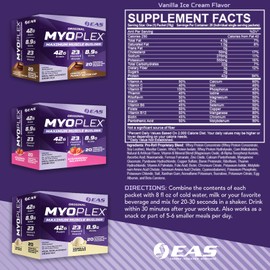 EAS Original Myoplex Maximum Muscle Builder | Meal Replacement Protein Drink Mix | Quality Protein Blend | 42g Protein | 20 Individual Packets (Double Rich Chocolate)
