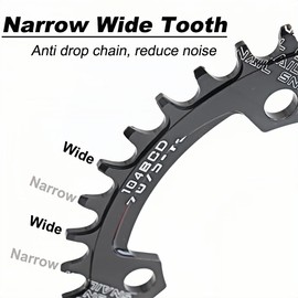 MTB Bicycle Chainring 104BCD Narrow Wide Chainring 32T 34T 36T 38T Round Oval Chainrings Aluminum Chainrings Fit 8 9 10 11 Speed Chainrings (Oval, 38T)