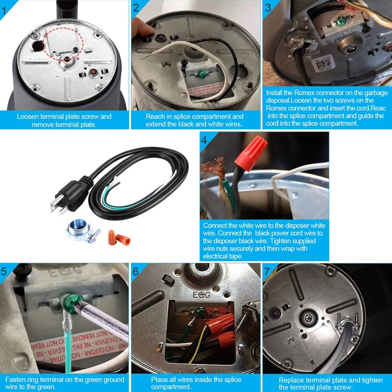 Garbage Disposal Air Switch Kit with Power Cord Kit, Sink