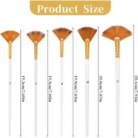 Mozeat Lens 5 Pcs Professional Fan Paint Brushes Set for Acrylic & Oil