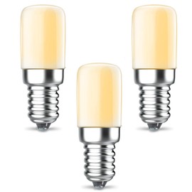 HQRP T8 E12 LED Light Bulbs 3-Pack Warm White 2300-2500K, 2W Energy-Efficient Small Night Light, LED Bulb for Window Candle & Chandeliers, Salt Lamps