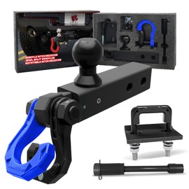 AMBULL Rotatable Split Shackle Trailer Hitch Receiver & 2-Inch Ball Mount, 3/4" Jowl Split Shackle with 2" Towing Ball Mounts, 23T/50706Lbs Break Strength Heavy Duty Towing Recovery Hitch, BlackBlue