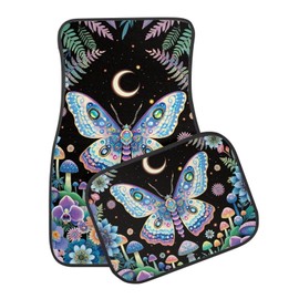 Amzbeauty Butterfly Mushroom Car Mats for Women 4 Piece Sets Auto Front Rear Floor Carpet Mats All Weather Universal Auto Foot Pads Fit SUV Sedan