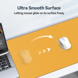 TECKNET 31.5"x15.8" Leather Desk Mat, Large Office Desk Pad, Double-Sided Computer Desk Mat, Laptop Mat for Desk, Desk Protector Mat, Desktop Mat, Waterproof Desk Blotter Pad for Office/Home (Yellow)