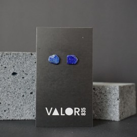 NEW Valor 835 Lapis Lauzli Stud Earrings for Men, Blue Stone Earrings