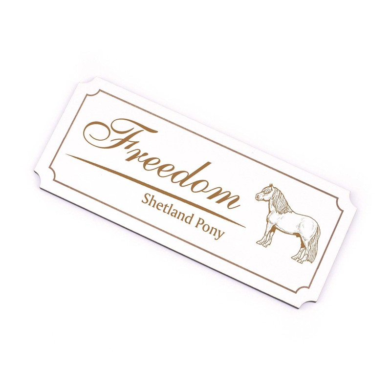 Engraved Sign with Shetland Pony Motif and Horse Name -